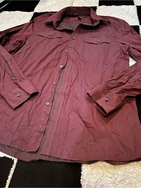 Kenneth Cole New York Burgundy Button-Down Long Sleeve Shirt